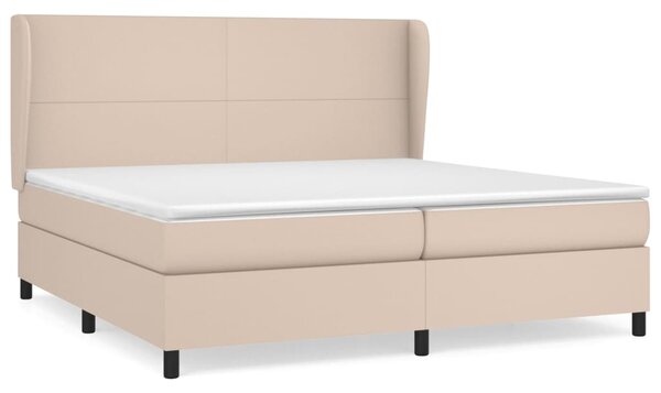 VidaXL Box spring postelja z vzmetnico kapučino 200x200 cm um. usnje