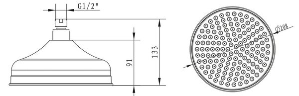 Medeninasta tuš glava v sijajno srebrni barvi ø 21 cm – Sapho