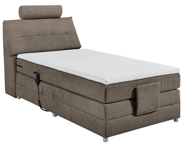 POSTELJA BOXSPRING 120 cm x 200 cm , tekstil, leseni material rjava