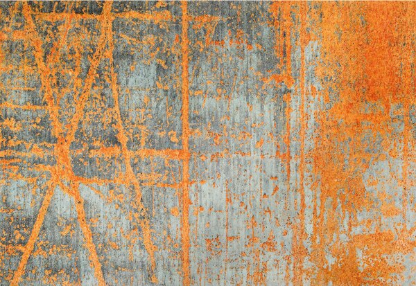 RAVNO TKANA PREPROGA Rustic 140/200 cm potiskano siva, oranžna