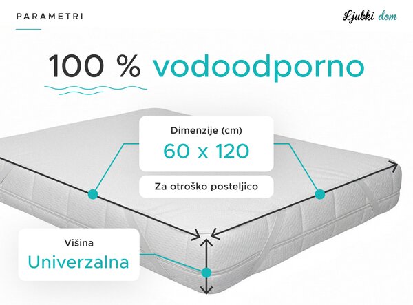 Nepremočljivi zaščitnik za vzmetnico FROTIR za posteljico 60 x 120 cm