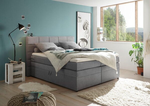 POSTELJA BOXSPRING 180 cm x 200 cm , svetlo siva