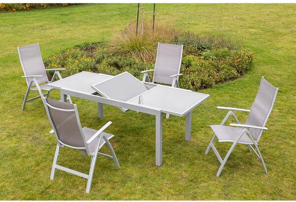 Gardenson Raztegljiva Vrtna Miza Ambia, Steklo, Aluminij, 160-220x90
