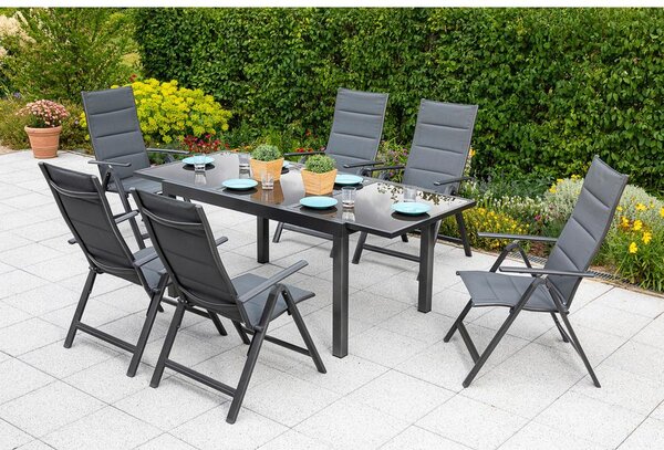 Gardenson Raztegljiva Vrtna Miza Ambia, Steklo, Aluminij, 140-200x90