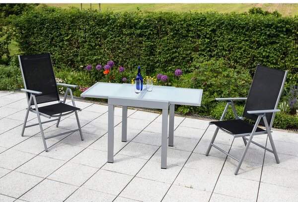 Gardenson Raztegljiva Vrtna Miza Ambia, Steklo, Aluminij, 64-130x65
