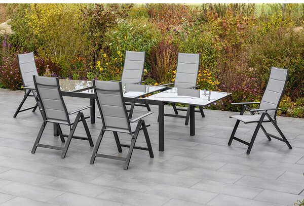 Gardenson Raztegljiva Vrtna Miza Ambia, Aluminij, Steklo, 150-220x90