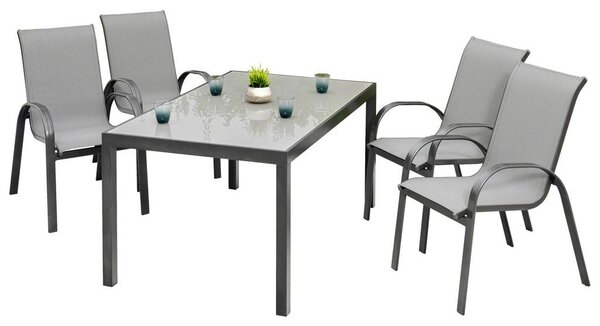 Gardenson Vrtni Set Amalfi, 5-Delno, Aluminij, Steklo