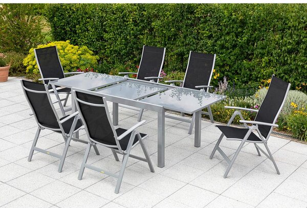 Gardenson Raztegljiva Vrtna Miza Ambia, Steklo, Aluminij, 200-300x110