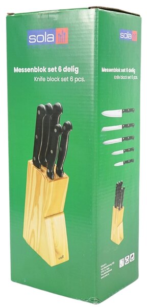 Set nožev SOLA KNIFE v lesenem bloku, 6 kosov