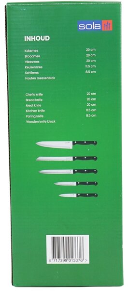 Set nožev SOLA KNIFE v lesenem bloku, 6 kosov