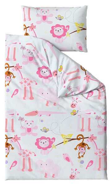 Posteljnina za otroško posteljico iz renforcé bombaža ZOO roza Dimenzije posteljnine: 45 x 65 cm | 90 x 140 cm