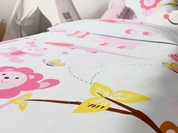 Posteljnina za otroško posteljico iz renforcé bombaža ZOO roza Dimenzije posteljnine: 45 x 65 cm | 90 x 140 cm