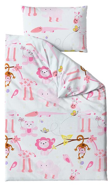 Posteljnina za otroško posteljico iz renforcé bombaža ZOO roza Dimenzije posteljnine: 45 x 65 cm | 90 x 140 cm
