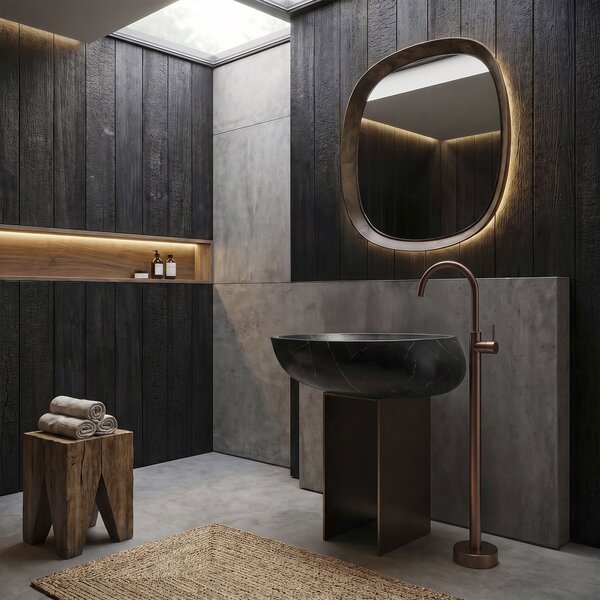 Talna Armatura za Umivalnik Rea Lungo Brush Brown