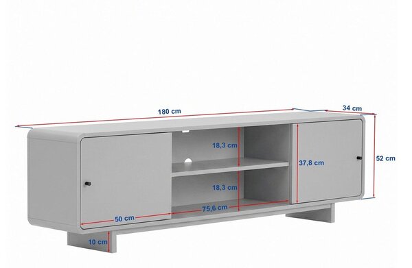 TV omarica v orehovem dekorju v temni naravni barvi 180x52x34 cm Mirel – Nordure