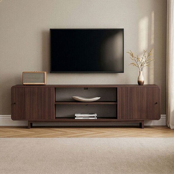 TV omarica v orehovem dekorju v temni naravni barvi 180x52x34 cm Mirel – Nordure