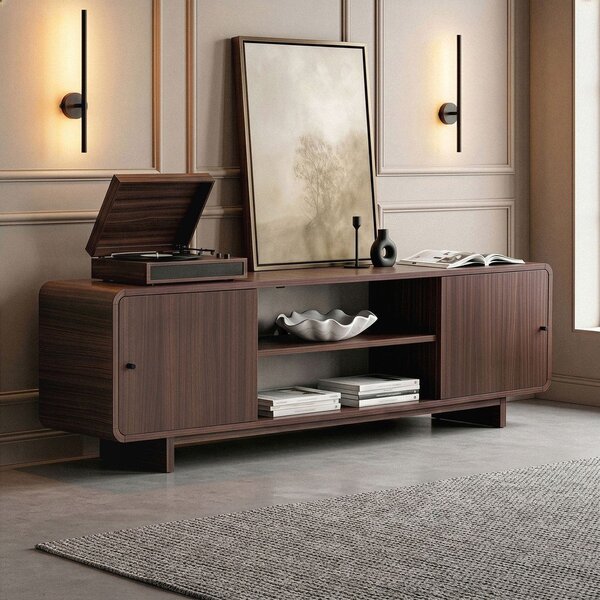 TV omarica v orehovem dekorju v temni naravni barvi 180x52x34 cm Mirel – Nordure