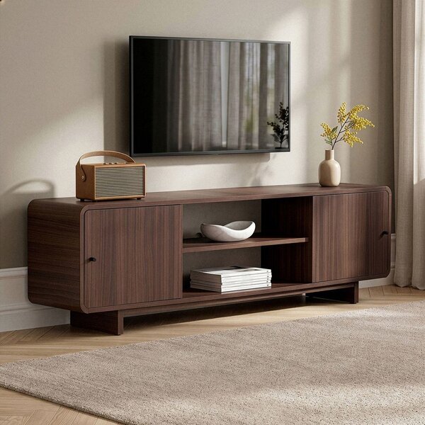 TV omarica v orehovem dekorju v temni naravni barvi 180x52x34 cm Mirel – Nordure
