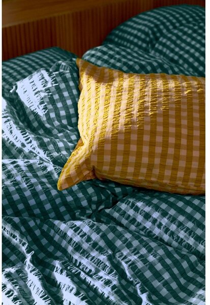 Zelena/modra enojna podaljšana posteljnina iz krepa 140x220 cm Bæk&Bølge – JUNA