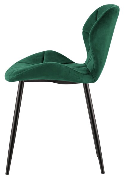 Jedilni stol MANGO VELVET s črnimi nogami, temno zelen