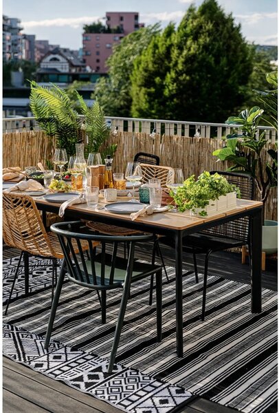 Črno-bela obojestranska zunanja preproga iz reciklirane plastike Green Decore Zambezi, 80 x 180 cm