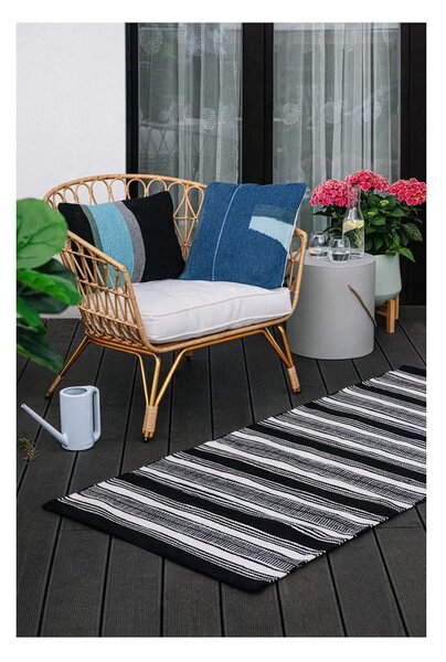 Črno-bela obojestranska zunanja preproga iz reciklirane plastike Green Decore Zambezi, 80 x 180 cm