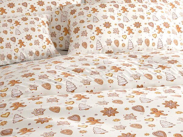 Bombažna posteljnina GINGERBREAD JOY bež Dimenzije posteljnine: 70 x 90 cm | 140 x 200 cm