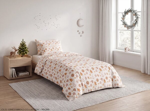 Bombažna posteljnina GINGERBREAD JOY bež Dimenzije posteljnine: 70 x 90 cm | 140 x 200 cm