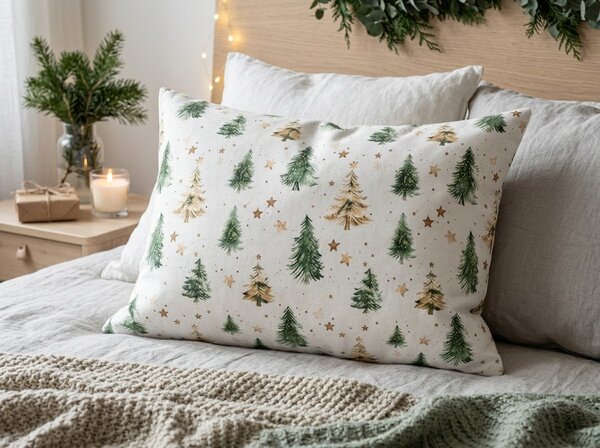 Bombažna prevleka za blazino CHRISTMAS FOREST 50x70 cm, večbarvna