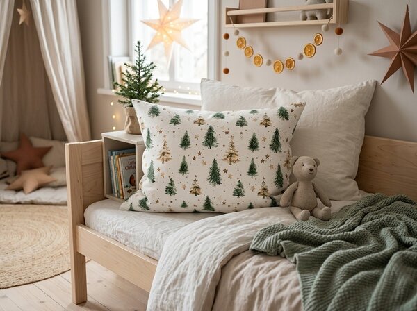 Bombažna prevleka za blazino CHRISTMAS FOREST 50x70 cm, večbarvna