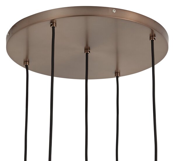 Art Deco Pendant Lamp Dark Bronze with Ribbed Glass 5-Light - Walcott