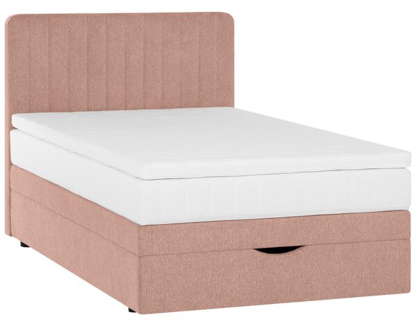 POSTELJA BOXSPRING 120 cm x 200 cm , tekstil starinsko roza