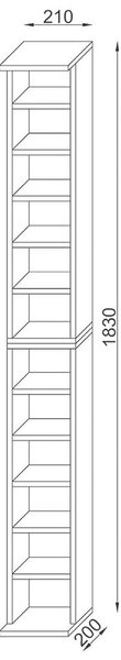 REGAL ZA CD-JE 21/180/20 cm bela, medeni hrast