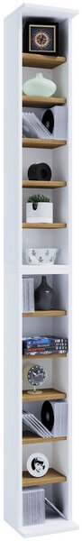 REGAL ZA CD-JE 21/180/20 cm bela, medeni hrast