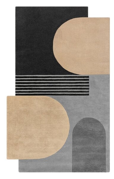 Črno-siva ročno tkana volnena preproga 150x240 cm Lozenge Monochrome – Flair Rugs