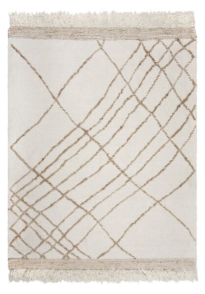 Kremno bela ročno tkana preproga iz mešanice volne 120x170 cm Astera Linear – Flair Rugs