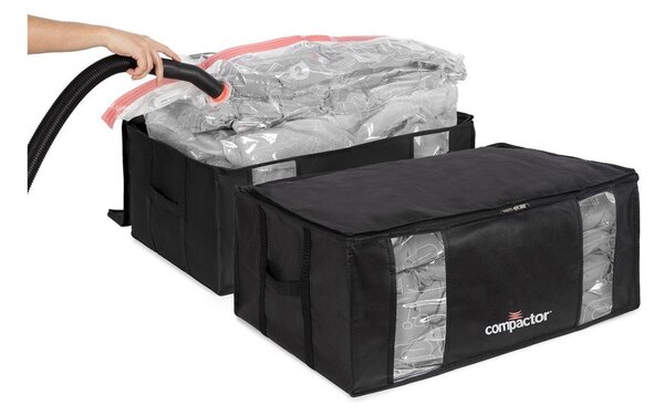 Vakuumske/ojačane tekstilne škatle za shranjevanje oblačil v kompletu 2 ks 65x45x27 cm Black Edition – Compactor
