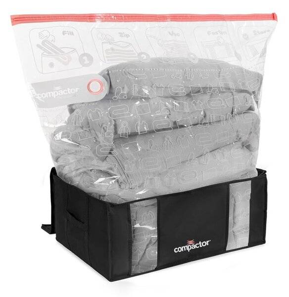 Vakuumske/ojačane tekstilne škatle za shranjevanje oblačil v kompletu 2 ks 65x45x27 cm Black Edition – Compactor