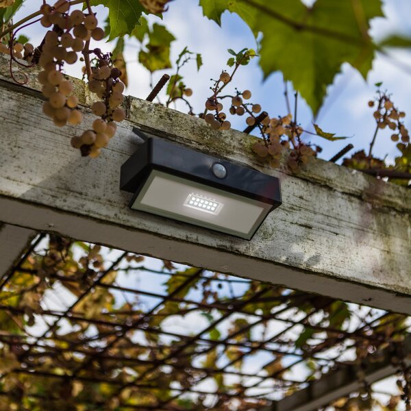 LUTEC LED-sončna zunanja stenska svetilka ARROW, temno siva, 18 cm, senzor, IP44, Siva, Aluminij, Sodobni