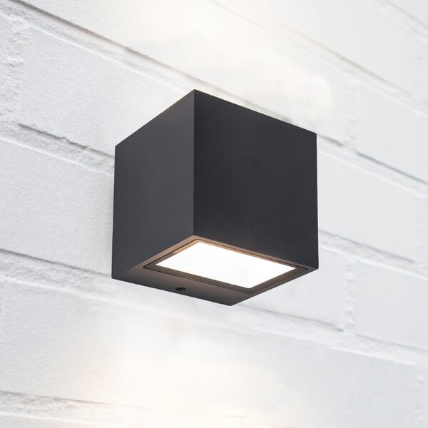 LUTEC Zunanja LED-stenna svetilka GEMINI, temno siva, 9 x cm, IP54, svetloba, Siva, Aluminij, Sodobni, Stenska vtičnica zgoraj / spodaj