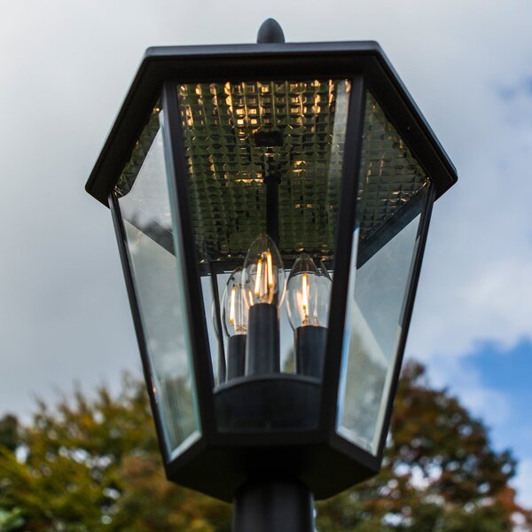 LUTEC LED-sončna zunanja svetilka LONDON, črna, višina 227 cm, IP44, Črna, Aluminij, Antični