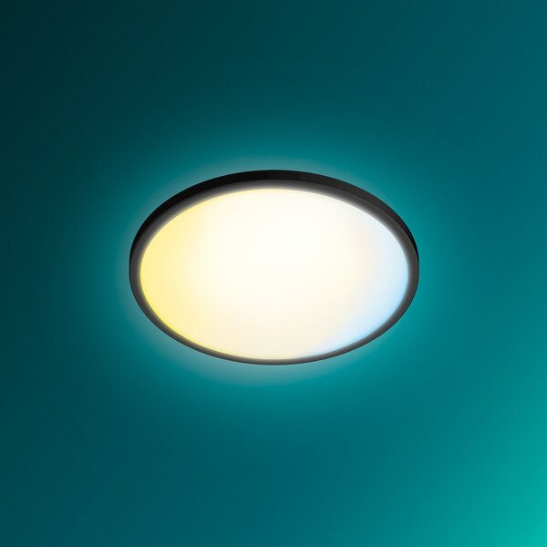 Philips LED stropna svetilka Superslim, črna, CCT, z možnostjo zatemnitve, zatemnjen, Črna, Dnevna soba / jedilnica, Plastika