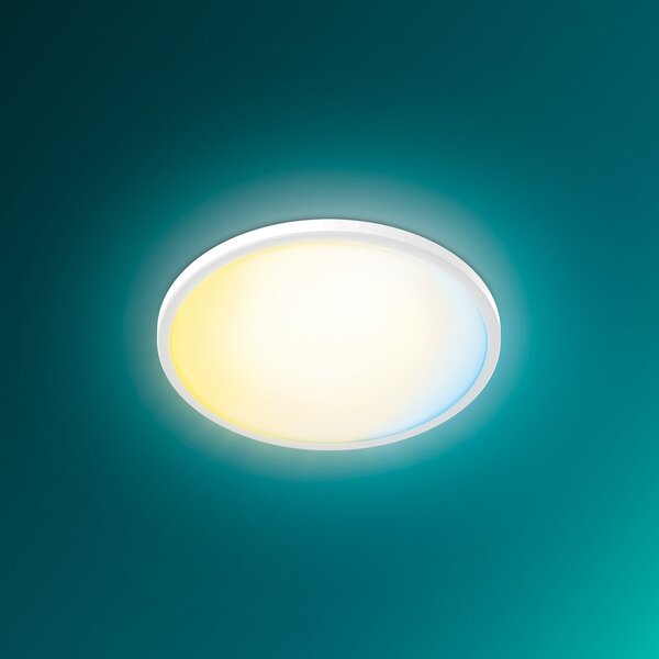 Philips LED-stropna svetilka Superslim, bela, CCT, z možnostjo zatemnitve, zatemnjen, Bela, Dnevna soba / jedilnica, Plastika