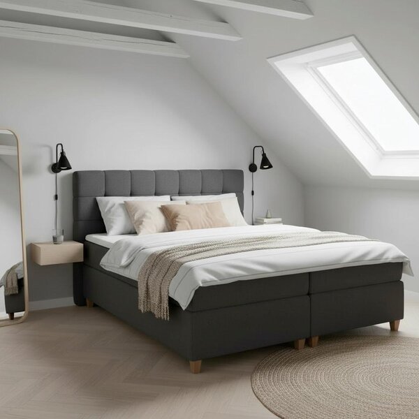 Bessagi Home Postelja Boxspring Jerry, Temno Siva, 180x200