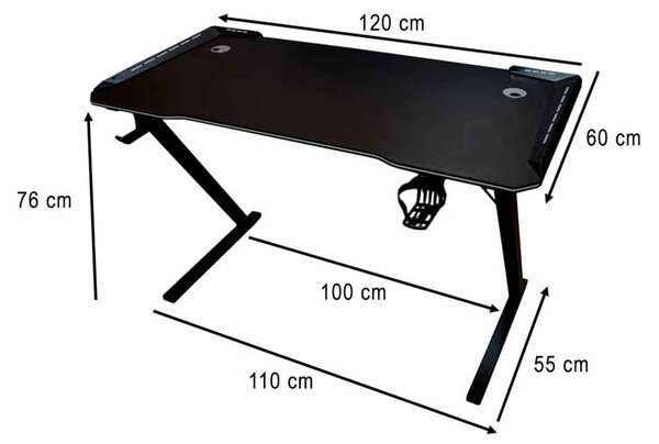 Gaming pisalna miza z RGB LED osvetlitvijo 120 x 60 cm - osnovni model - Najstniki - Rojstni dan