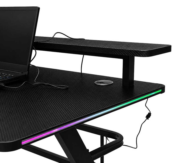 Gaming pisalna miza z RGB LED osvetlitvijo 120 x 60 cm - črna - Rojstni dan - Najstniki