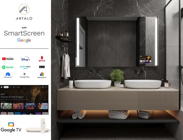 SMART Kopalniško ogledalo z LED osvetlitvijo M4 premium + SmartScreen with Google TV