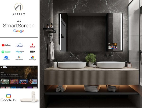 SMART Kopalniško ogledalo z LED osvetlitvijo M4 + SmartScreen with Google TV