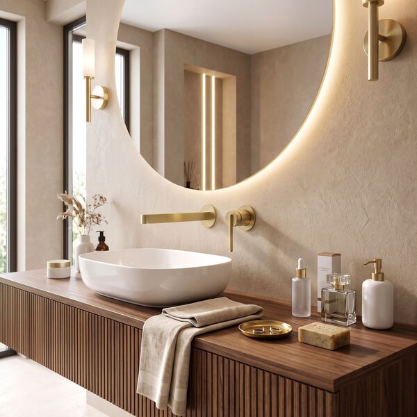REA Grace Brush Gold Skrita armatura za umivalnik