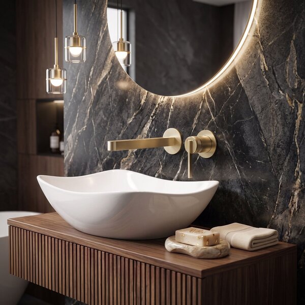 REA Grace Brush Gold Skrita armatura za umivalnik